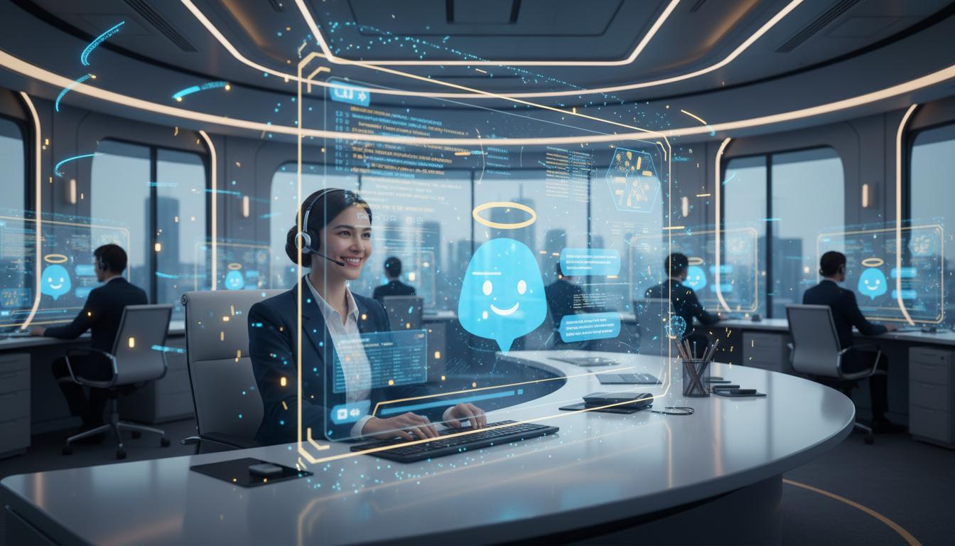 Central de atendimento moderna com IA e agentes humanos