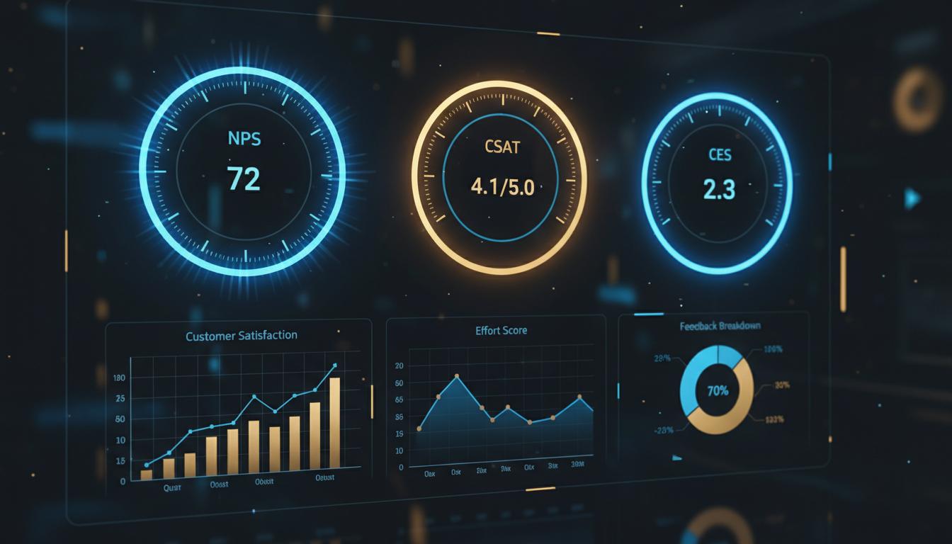Dashboard de métricas NPS CSAT CES